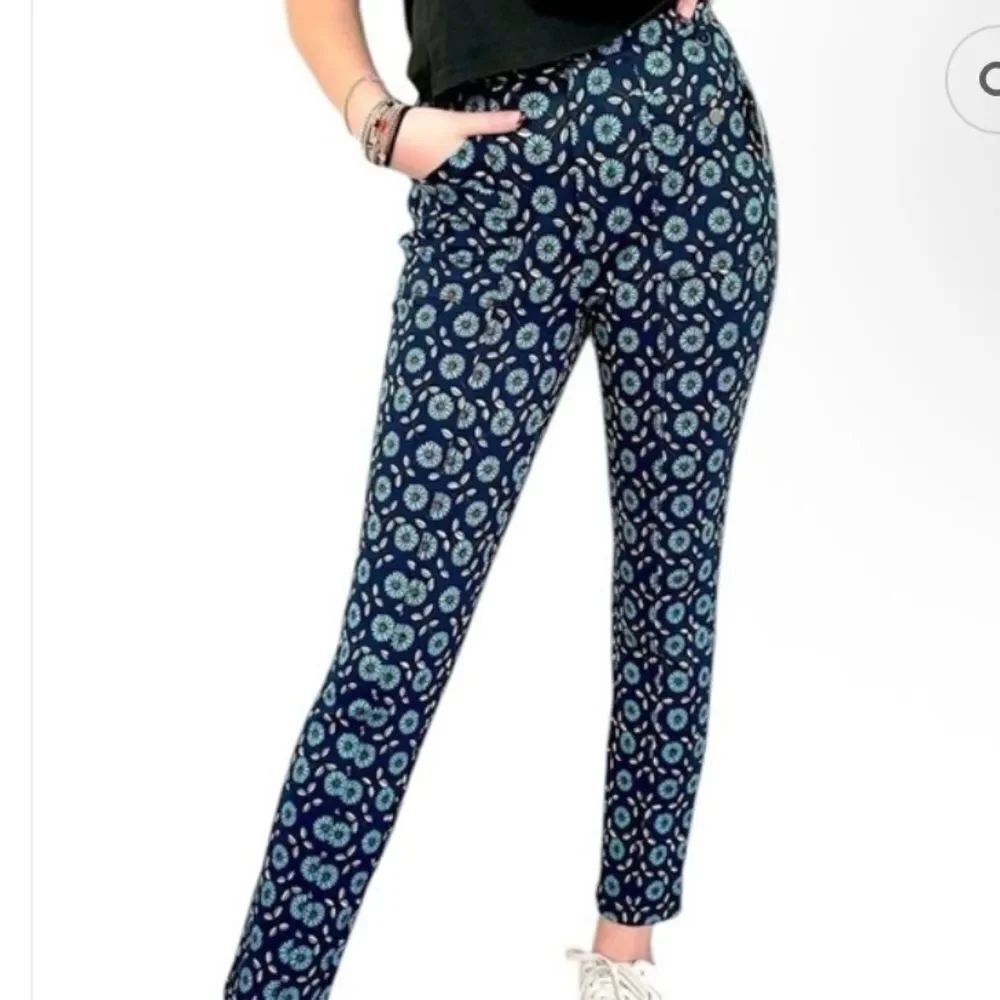 Anthropologie Blue Floral Patterned Trousers